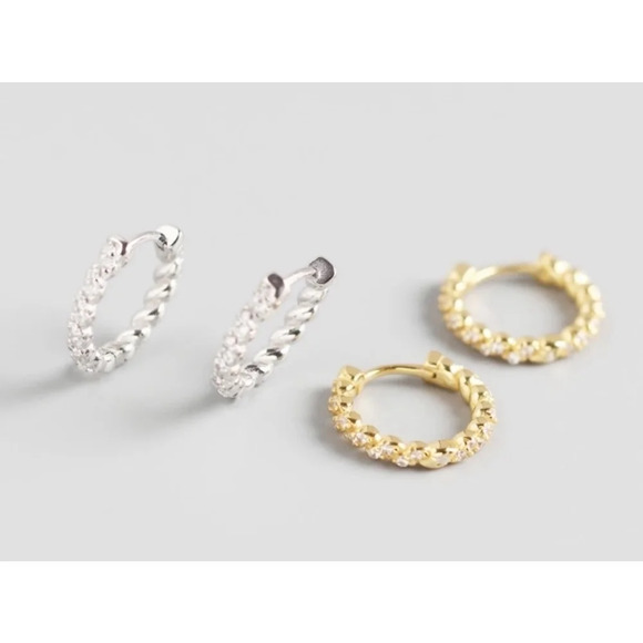 Gold Sparkling Hoop Earrings | Yellow Gold S925 - Picture 14 of 16